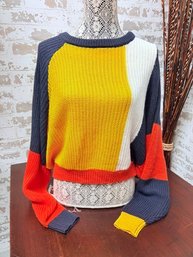 Long Sleeve Slouchy Color Block Seater By Mito Size S