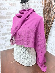 Beautiful Semi Sheer Scarf W/ Embroidered Detail