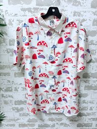 Fun & Funky Mushroom / Toadstool Button Down Shirt Size M