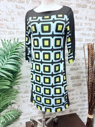 Banana Republic Black Dress W Squared Mod Block Pattern Size S