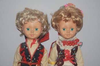 Eastern European Folk Art Dolls With Sleeping Eyes