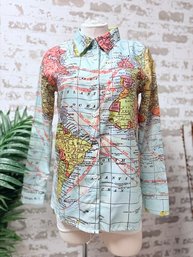 Fun & Funky World Map Atlas Button Down Shirt