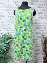 Erika Dresses Green & Blue Flower Power Art Smock Dress Size 12
