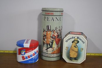 Collectible Tins Lot 2 Peanuts And Uneeda Biscuit