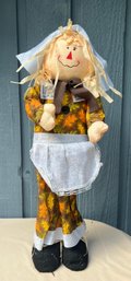 Adorable Fall Harvest Wood Accent With Styrofoam Body And Face And Cloth Apparel