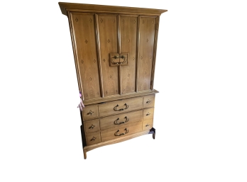 Vintage Mid Century Modern Armoire By Thomasville From The Horizon Series Featuring A Wood Finish And Brass
