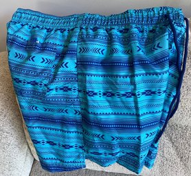 New Large 6 Blue  Print Swim Trunks