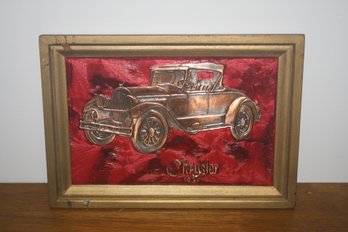 Vintage Raised Pressed Copper Wall Art Piece Featuring A 1925 Chrysler Classic Car