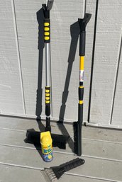 3 Ice Scrapers Including Nice Long  Extendable And Foldable -  With De Icer  Spray