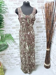 NWT Anne Klein The Leo Collection Olive Multi Patterned Sleeveless Dress Size L, Retail $129