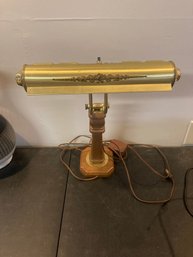 Vintage Adjustable  Desk Lamp Wood And Brass