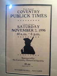 Double Matted Coventry Historical Society Print Coventry Pubilck Times