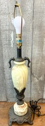 Beautiful Iron Base Lamp With Alabaster & Marble