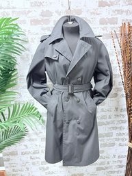 Classic Black Trench Coat By Triple Crown With Quilted Zip Interior