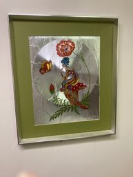 Mid Century Michelle Emblem 'Poppy Nymph' Fairy  Foil Framed Art