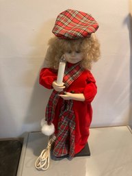 Vintage Girl With Candle Plug In Lighted Christmas Figure