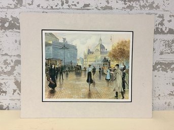 Reginald Collingford Matted Fine Art Print - Initialed Bicycle Lady