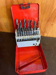 Nice Drill Bit Set In Red Metal Box
