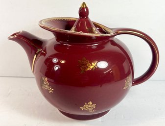 1940s Hall China Maroon & Gold Teapot