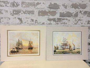 Reginald Collingford Pair Of Fine Art Prints - Ships Matted - Initialed