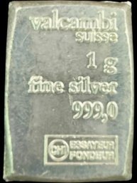 Valcambi Suisse One Gram .999 Fine Silver Bar