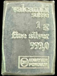 Valcambi Suisse One Gram .999 Fine Silver Bar