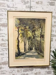 Original Watercolor Silkscreen - Tree-lined Lane - Hand-signed & Numbered
