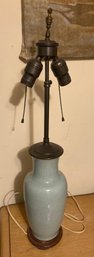 Celadon Vintage Chinese Vase Lamp Double Socket