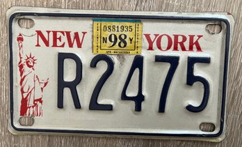 Vintage New York Motorcycle License Plate R2475
