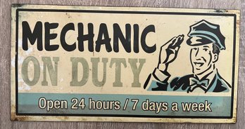 'Mechanic On Duty . . . ' Tin Plate