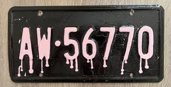 Painted Black And Pink License Plate AW 56770