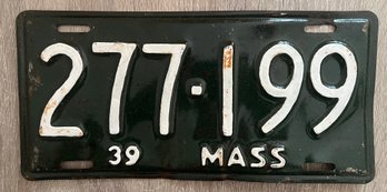 Vintage Massachussets License Plate 277-199