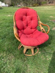 Mid Century Rattan Swivel Rocker Chair