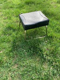Vintage Metal And Vinyl  Foot Stool Ottoman