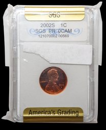 2002-S Lincoln Cent SGS PR70CAM America's Grading