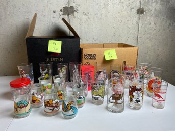 BOX LOT, Cartoon & Collectible Tumblers & Jelly Jars, Looney Tunes, Winnie The Pooh, Popeye, Star Trek, MORE!