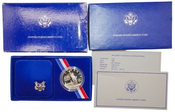 1986 Liberty Silver Dollar Mint Condition .86 Troy Oz .900 Fine Silver In Original Box