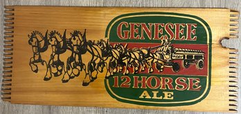 VINTAGE GENESEE 12 HORSE ALE WOOD BEER SIGN