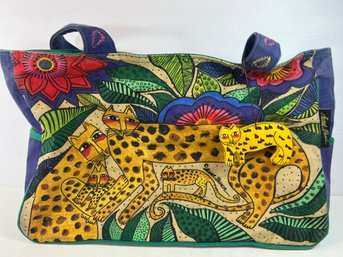 Colorful Laurel Burch Leopards Of Shambala Canvas Tote Bag