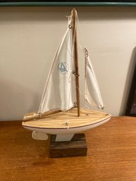 Vintage Wooden Sailboat Model