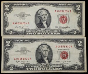 1953/1963 Two Dollar Legal Tender U.S. Note Red-Seal Pair