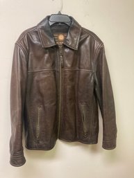 Marc New York Brown Mens Leather Jacket Gold Quilted Lining