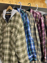 Group Of 5 Size 2 XL Warm Lined Flannel Shirt / Jackets - 2 With Hoods