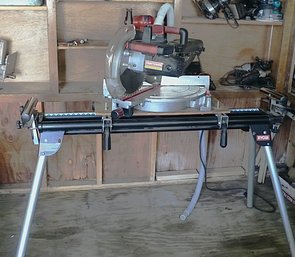 Craftsman Compound Miter Saw Mounted On A Ryobi Heavy-Duty Portable Folding Miter Saw Stand