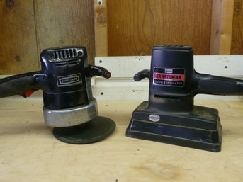 2 Vintage Sears Craftsman Electric Sanders, Incl Craftsman 1/3 Sheet Pad Sander & Electric Dual-Motion Sander