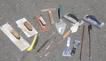 Collection Of Vintage Masonry, Concrete Finishing, And Hand Tools