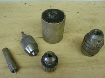 Collection Of Metalworking Tools, Incl Drill Chucks,  Abrasive Sanding Drum And An Arbor Pin