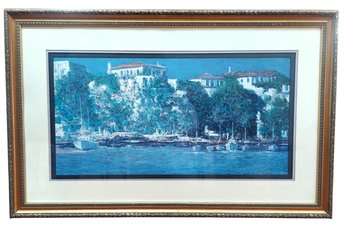 Large Coastal Mediterranean Serigraph Attributed Pierre Bittar