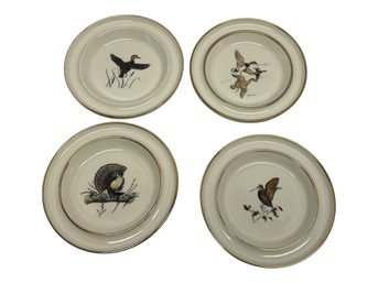 Four Hand-Colored Delano Studios Ducks, Hummingbird & Pheasant Plates