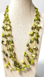 Sterling 8 Strand Threaded Serpentine, Turquoise MOP & Pearl Necklace